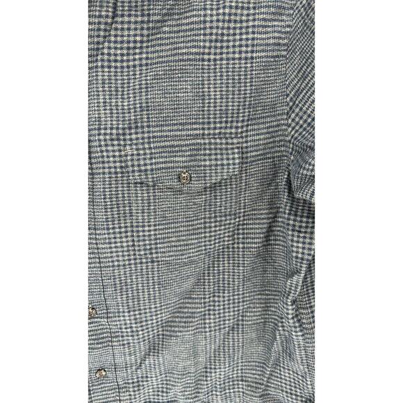 J.Crew Men's button down Cotton Cashmere Flannel Navy Gray Plaid Size L warm - Picture 4 of 7